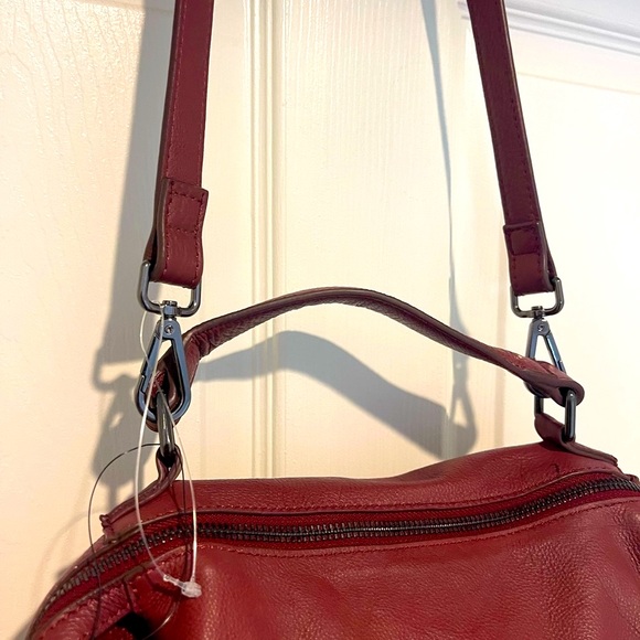 NWOT Free People Top Handle RED | BURGUNDY Leather Crossbody Bag - Picture 8 of 12